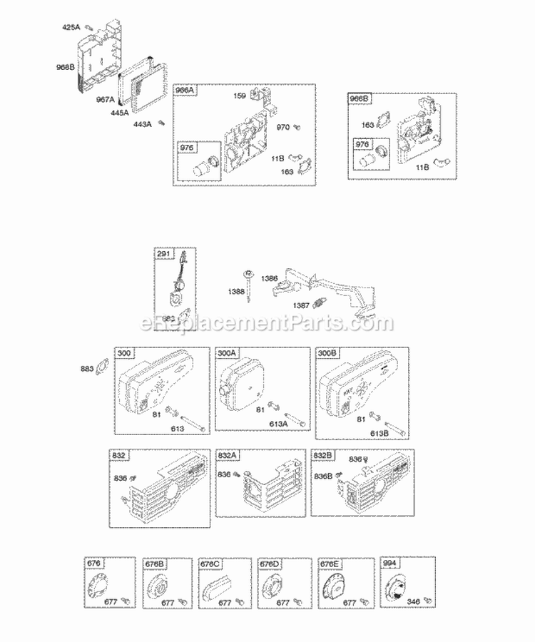 Air Cleaner Exhaust System Diagram and Parts List for 128802-1773-B1  Briggs and Stratton Engine